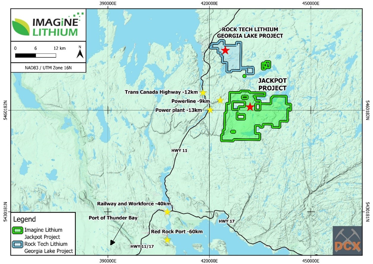 Figure 1: Jackpot Property located next to Trans-Canada Highway, power, port, railroad, and workforce.